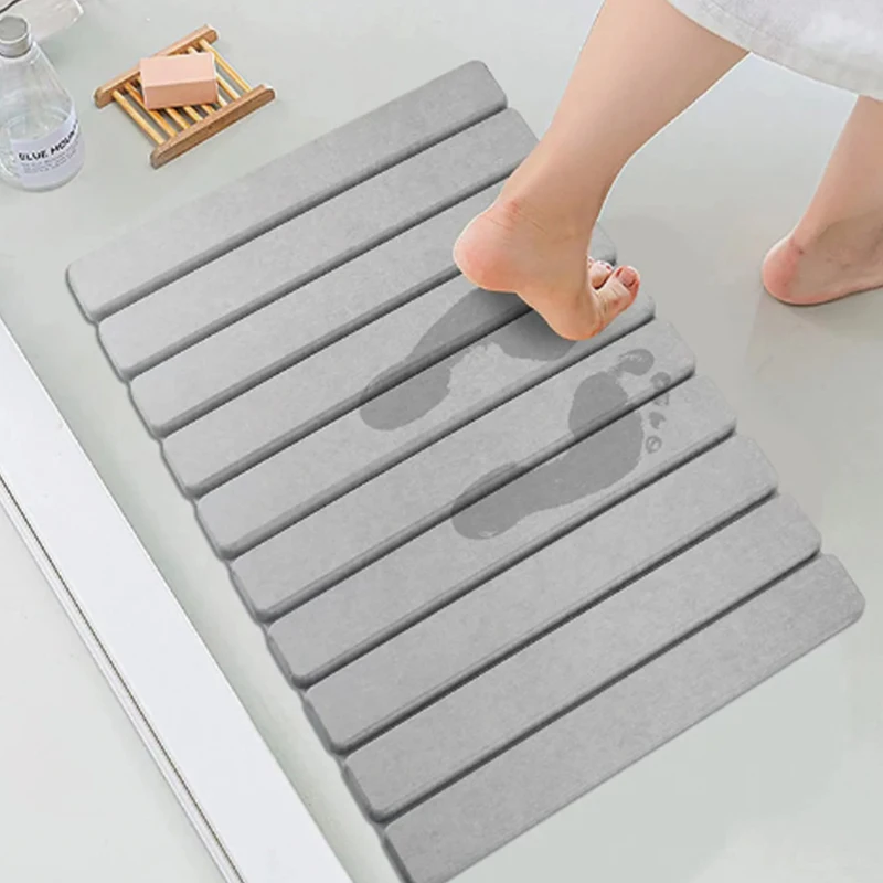 Custom Size Eco Friendly Diatomaceous Earth Bath Mat Kids Waterproof Foldable Non Slip Diatomite Bath Mat