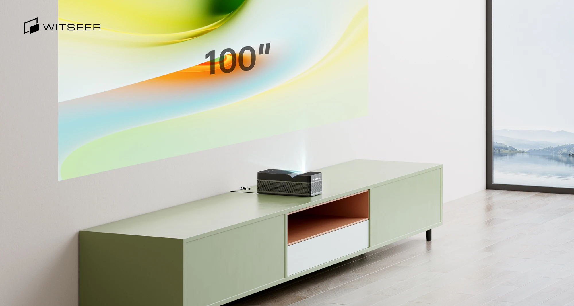 [2022 New Super Ultra short focus Projector] Native 1080p DLP Short Throw Projector Android Full HD Portable Home Projector