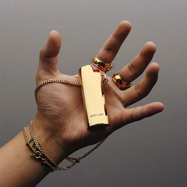 Metal Lighter Case Custom logo Necklace Pendant Chain  J3 J5 J6  cigarette case with lighter metal bic lighter case