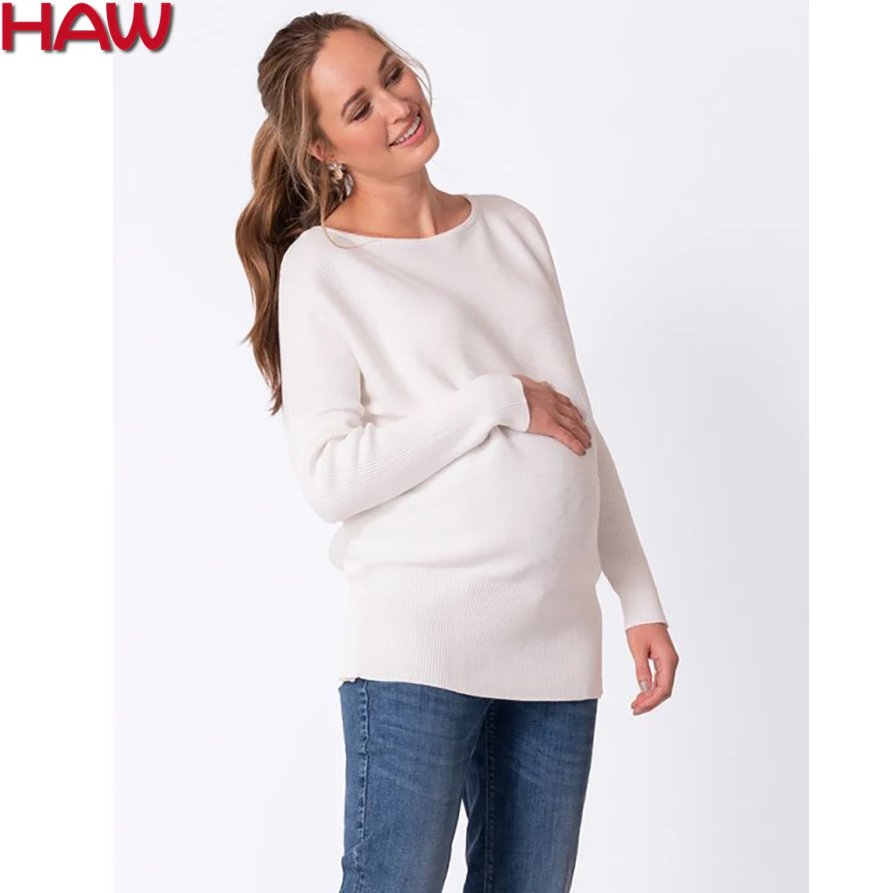 BCI Cotton Maternity Long Sleeves With Buttons On Outseam For Pregnant Nurse Women Sweater