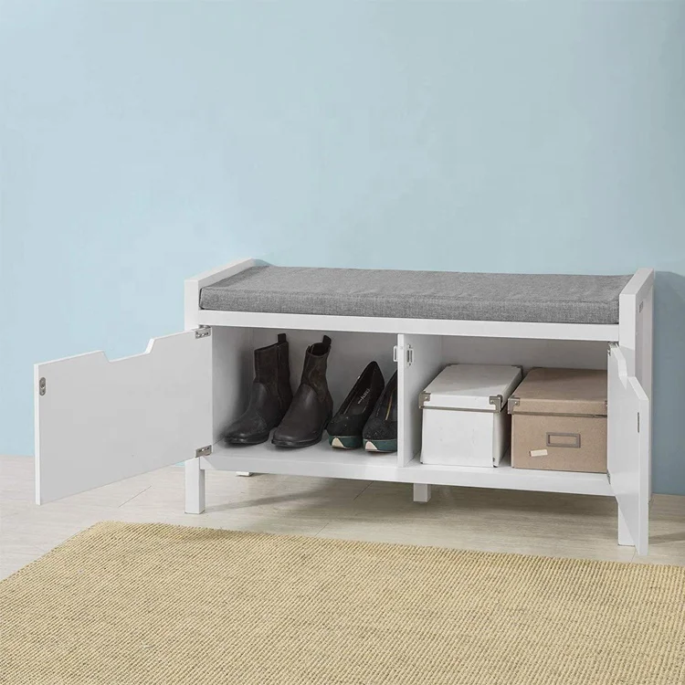 Super September Europe Style Wooden Shoe Storage Bench with Drawers Cushion Picture