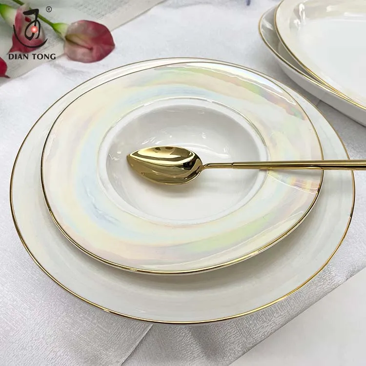Pearl Luxury Custom Porcelain Nordic Fish Plate Dish Ceramic Dinner Plates Set White Ceramic Plates For Wedding Hotel Restaurant