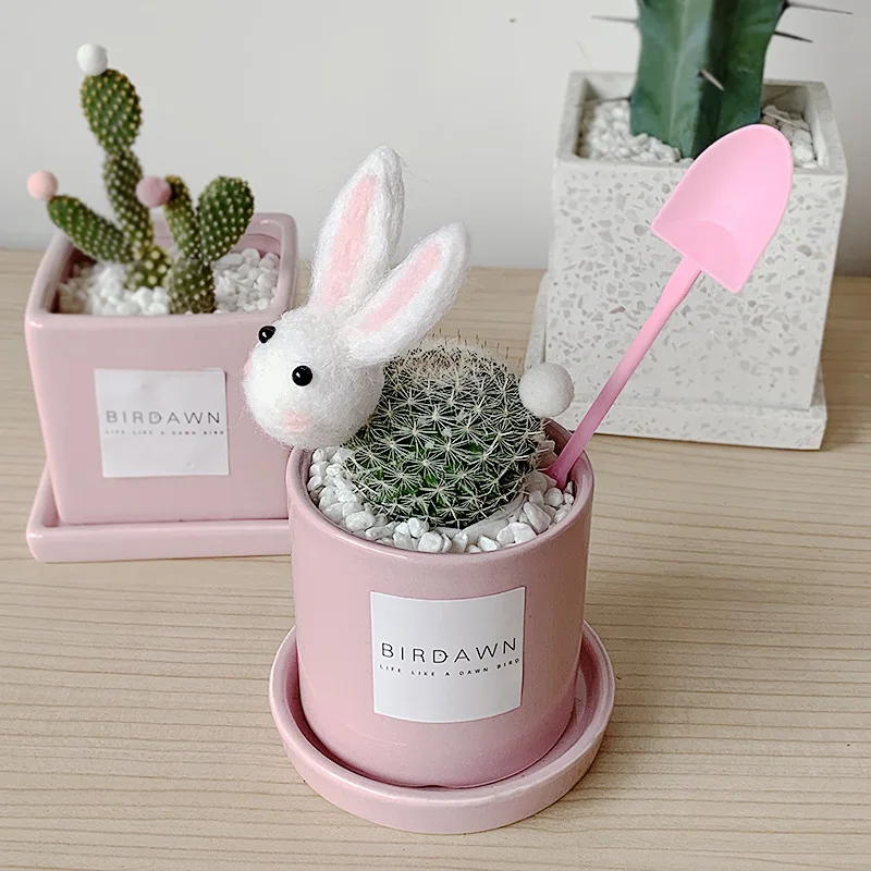 Funny Flower Pot Accessories Cute Animal Hairball Plant Pot Fittings