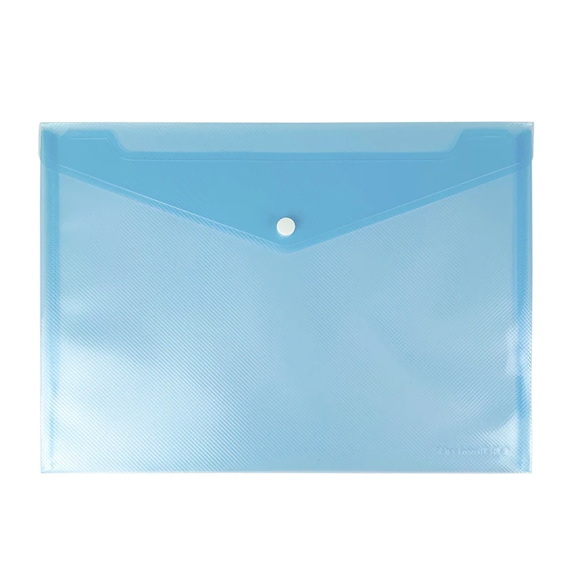 Customized Waterproof Plastic Snap Button Clear Document Bag A4 Envelope Document Bag