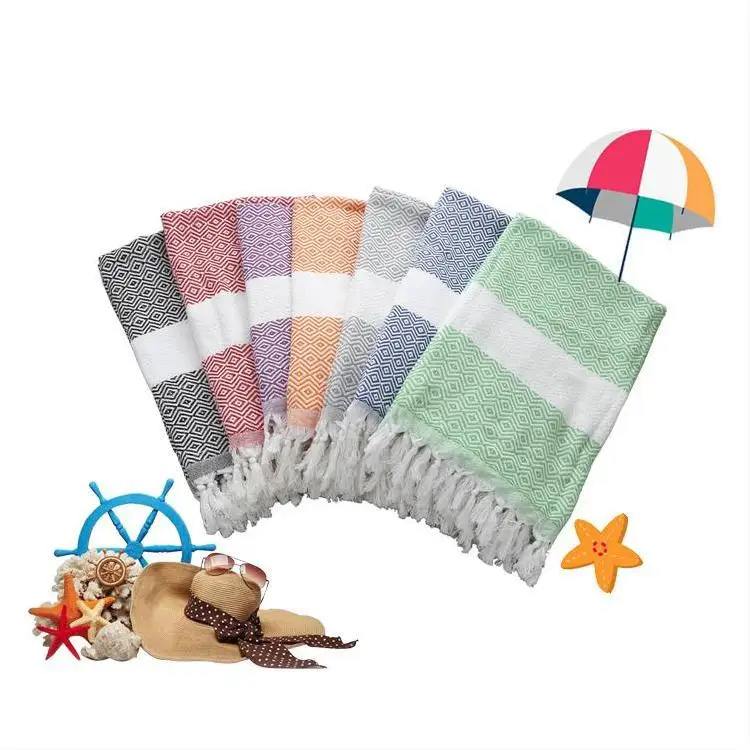 Certified 100% Organic Cotton Organic Weave Turkish Towel Peshtemal Blanket For Bath Beach Pool Spa Gym