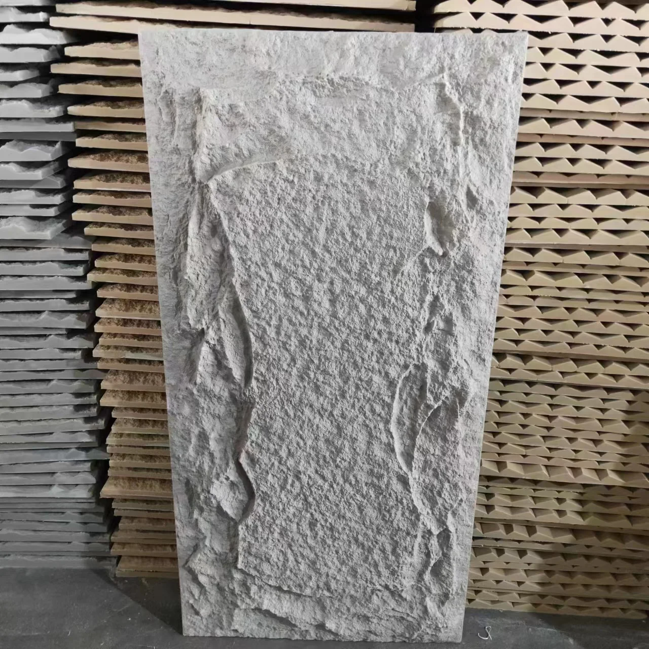 High Quality 3D Cement Look Interior Wall Decorative PU Stone White Wall Panel For House Wall