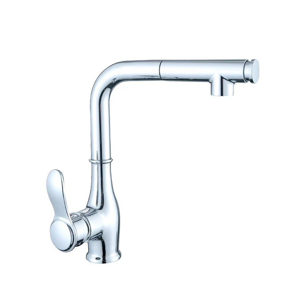 
Brass Wash Basin Kitchen Faucet Mixer Sink Taps with Pullout Nozzle 