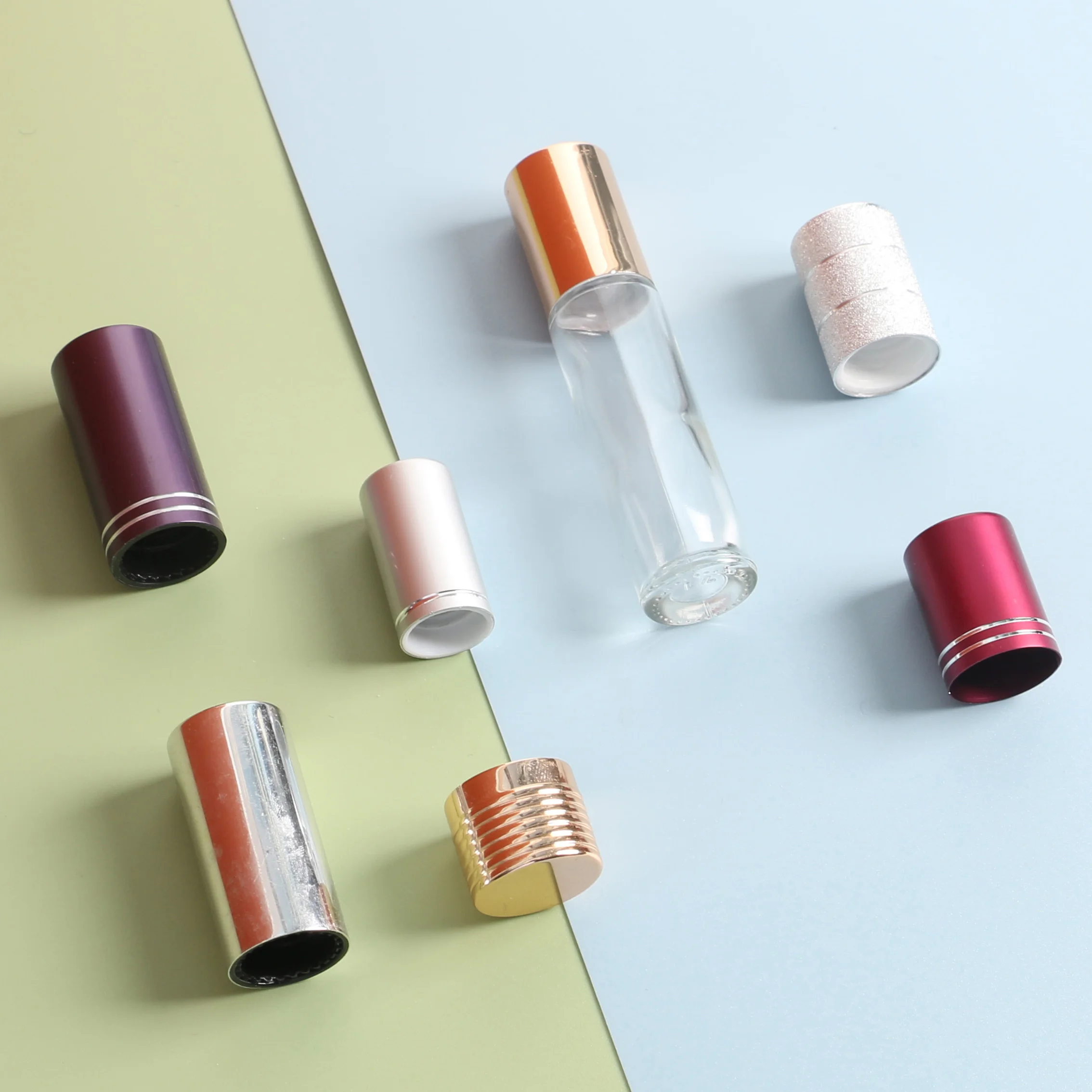 50ml 53mm 28mm 70/400 custom metal golden layer refillable cosmetic aluminum plastic bottle cap