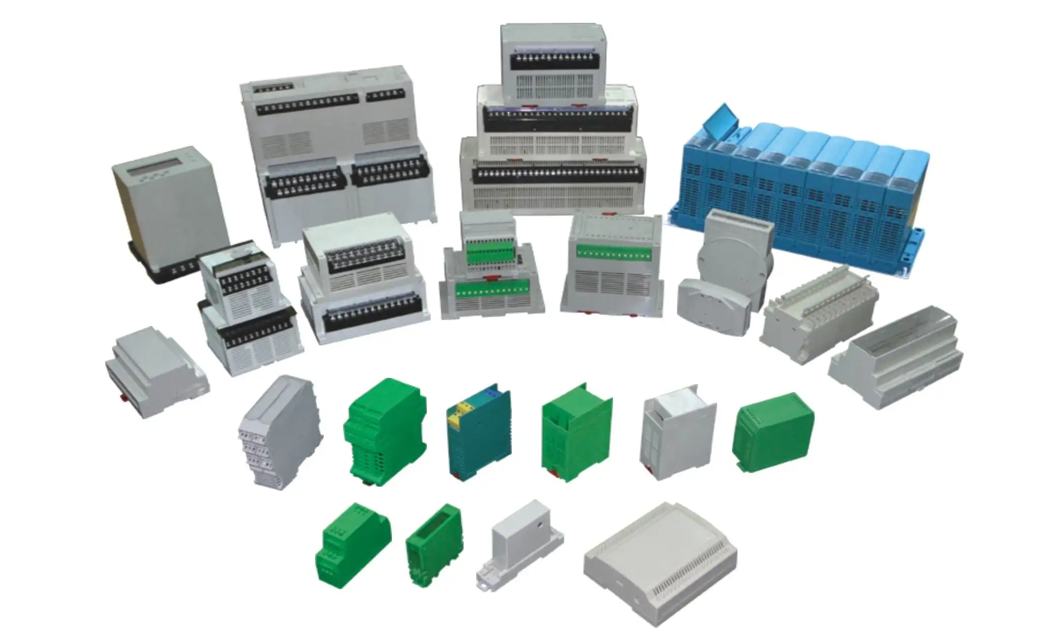 Flame retardant ABS electronic standard din-rail enclosure with terminal block