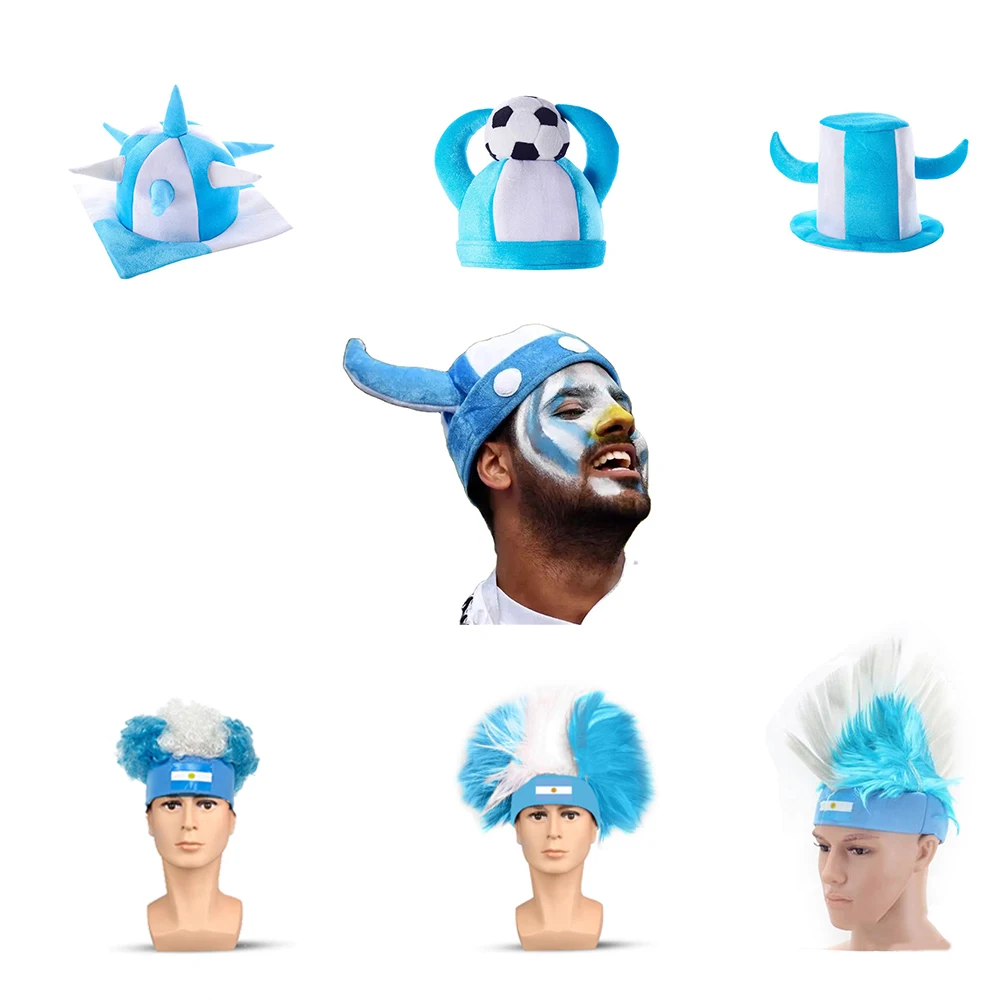 Flagnshow hot selling Argentina soccer fan products custom logo flags cap sunglasses mask for Argentina soccer football fans