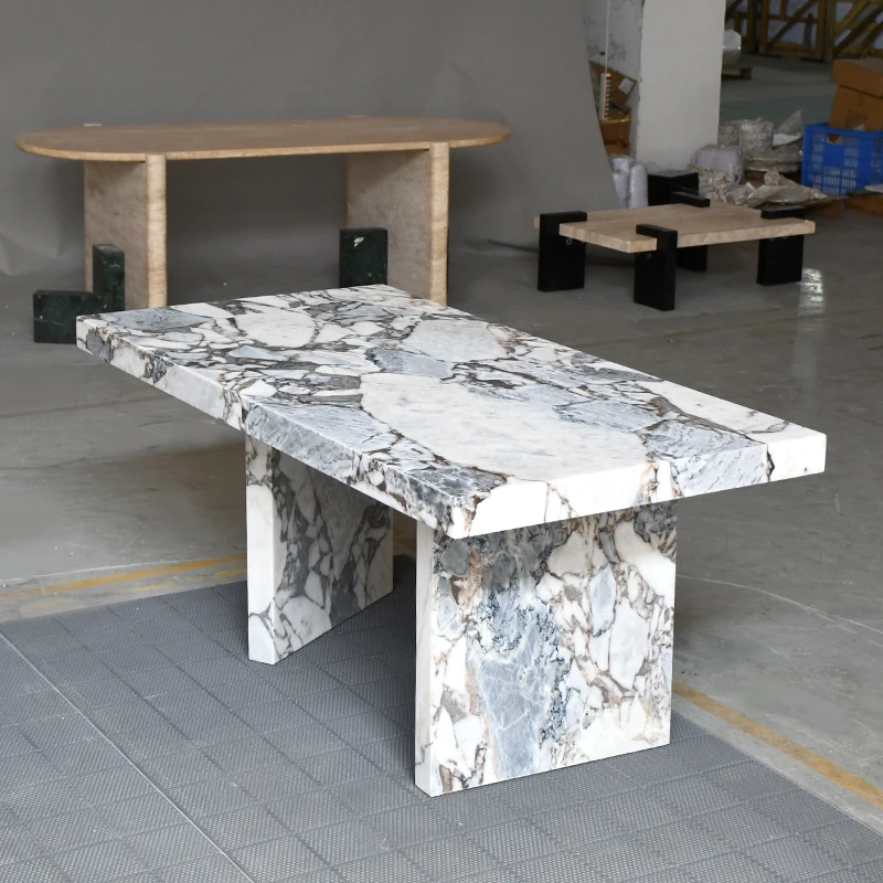 Italian modern furniture dining table set luxury marble high end factory stone marble dining table
