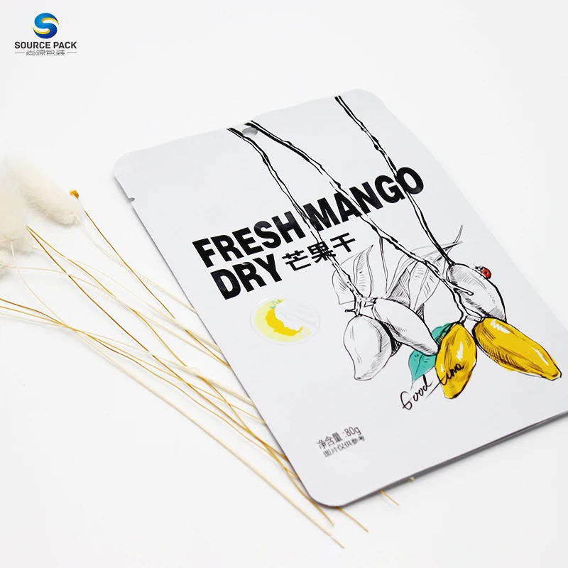 Dry Mango Fruit Food Packaging Matte Finish Plastic Foil Custom Logo Printed Wholesale Stand up Bag With Zipper