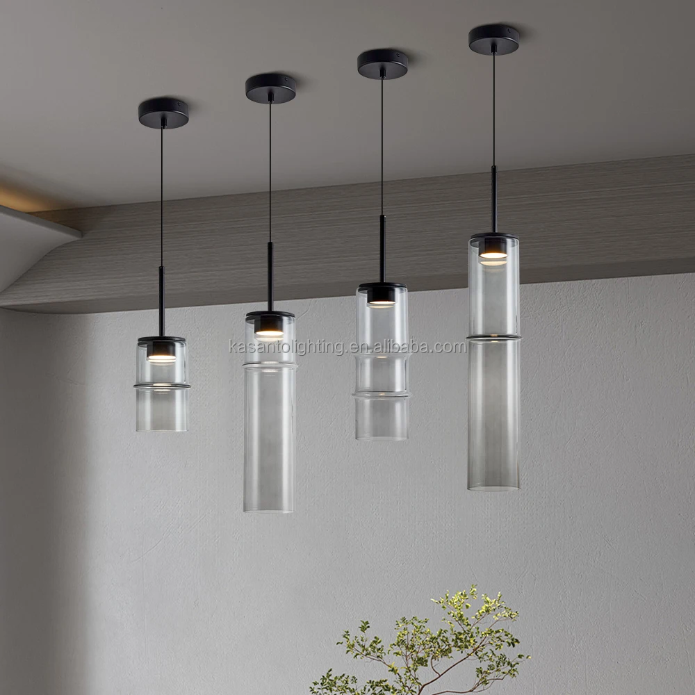Modern Nordic Design Glass Bamboo Forest Chandelier Iron Hanging Pendant Light Room Hotel Small Size Easy Project Installation