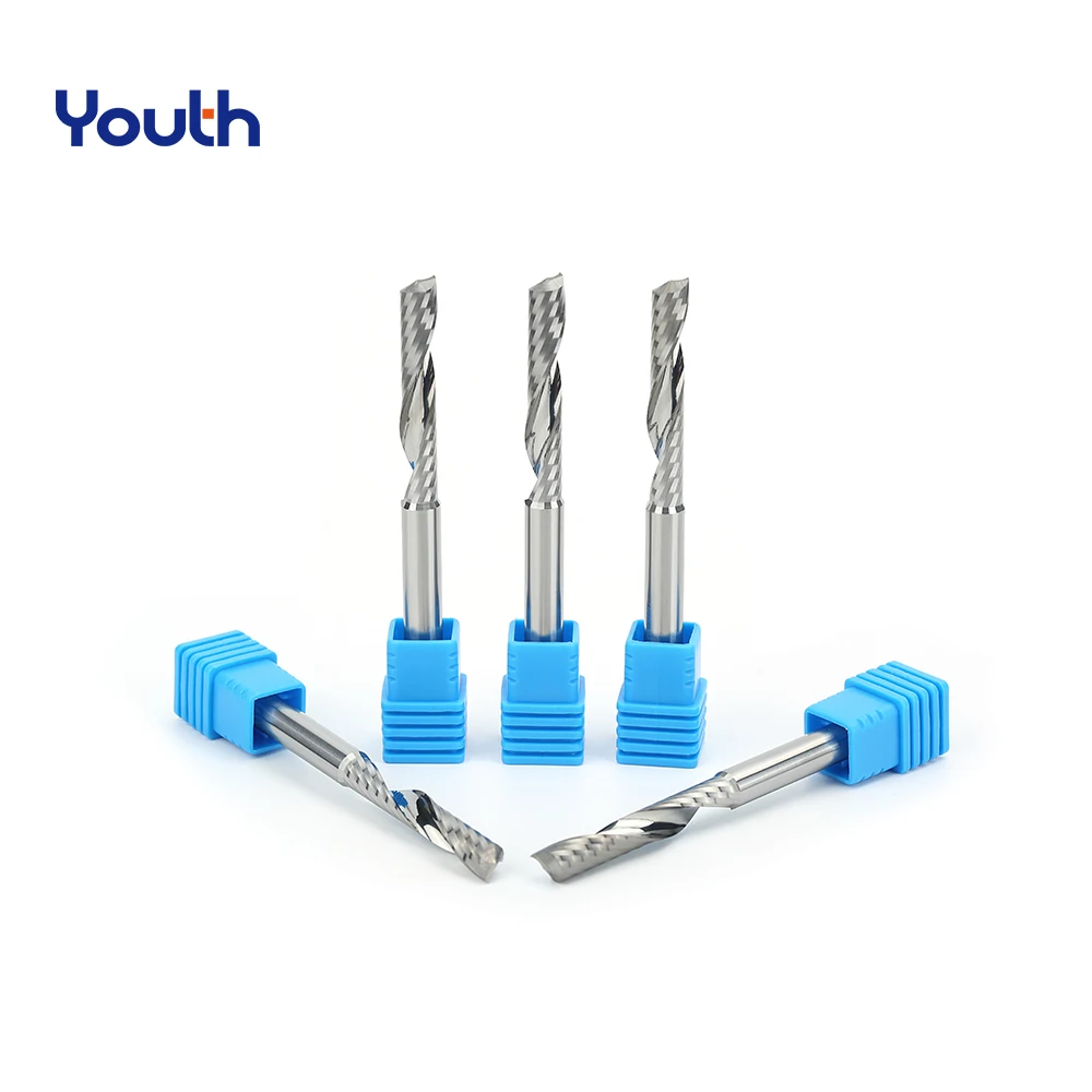Youth single flute spiral end mill 3.175 shank spiral aluminum mill CNC 3D engraving carving bit for woodworking Fresa