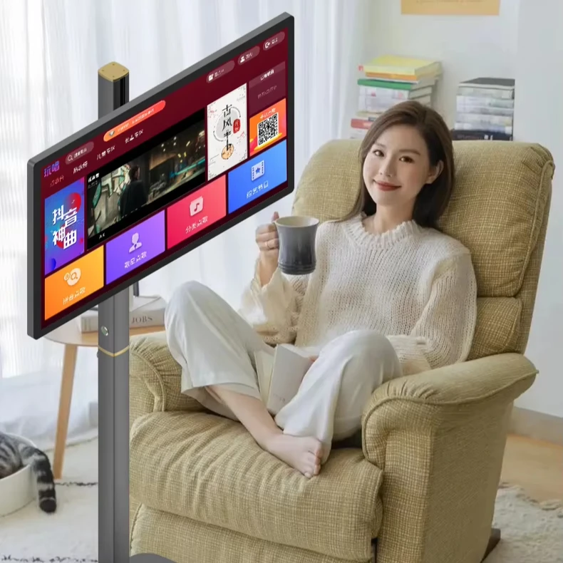 CNS-215MSD Interactive 21.5 Inch Mobile Tablet Smart Tv 1080p Portable Touch Screen Rotating Tv For Fitness Kitchens or meeting