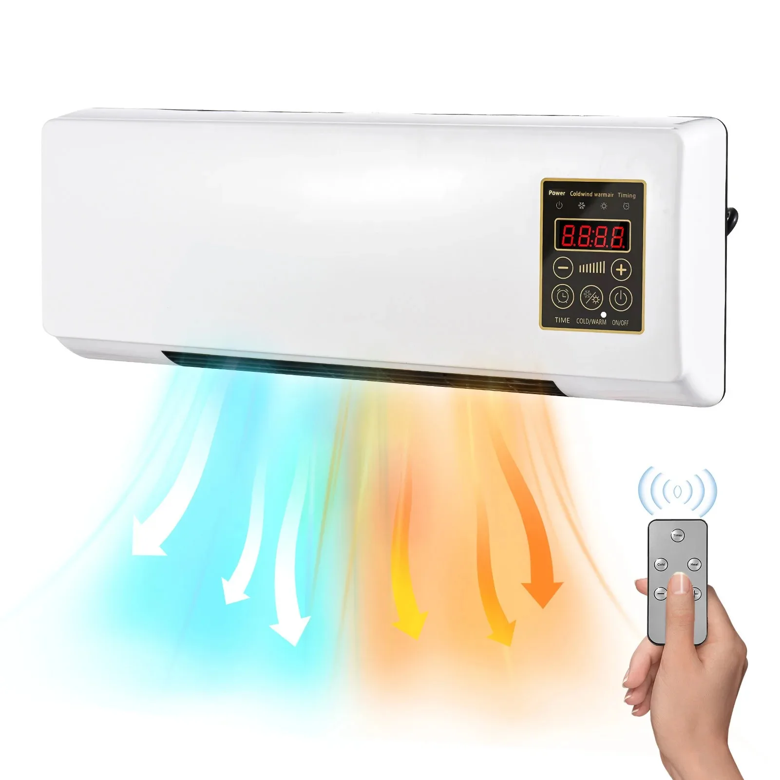 2024 2-in-1 Air Conditioner with Remote Control Mini 1800W Dual Use Wall Mounted Electric Space Heater for Home
