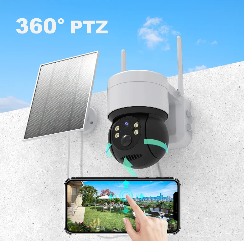 ICSEE 2mp Pir Human Detection wifi Ptz Night Vision 2 Way Audio Home solar powered security camera system wireless outdoor