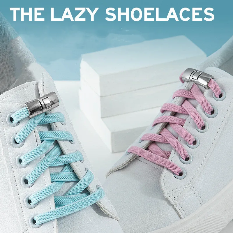 OLIAN 6MM Or 8MM Wide Press lock No Tie Shoe laces Elastic Shoelaces For Kids Adult Shoes Quick Lazy Shoelaces