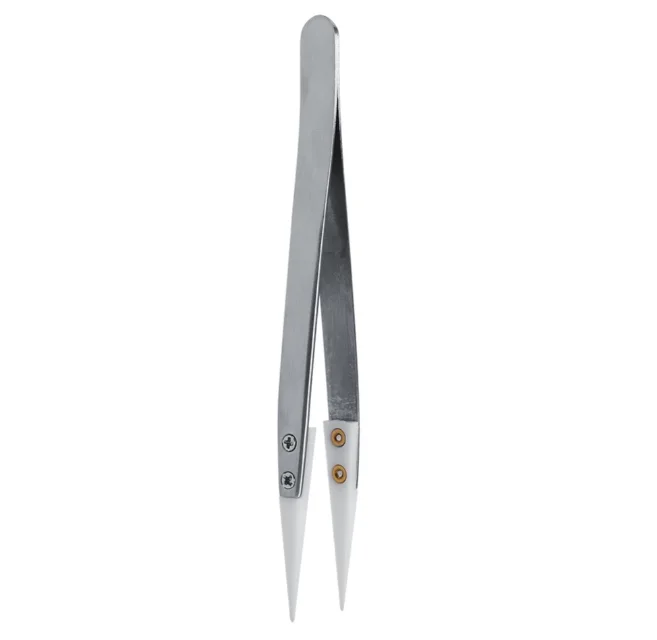 Ceramic Heat Resistant Tweezers Durable Stainless Steel Non Conductive Ceramic Pointed Tip Forceps DIY Tools Hand Tool