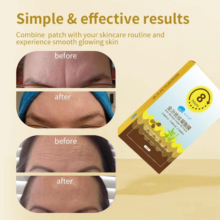 Golden Wrinkle Repair Patch Reduce Expression Lines Collagen loss  Between Eyes Facial Night Treatment Forehead Patch