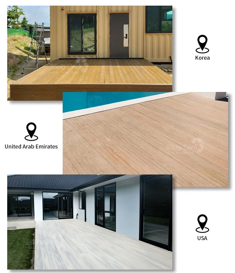 Easy to install & replace Solid decking wood plastic composite Co-extrusion Wpc composite Decking boards flooring