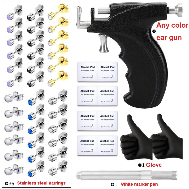Good Quality Ear Piercing Hole Gun Pistol Ear Piercing Tool Instrument Reusable Kit