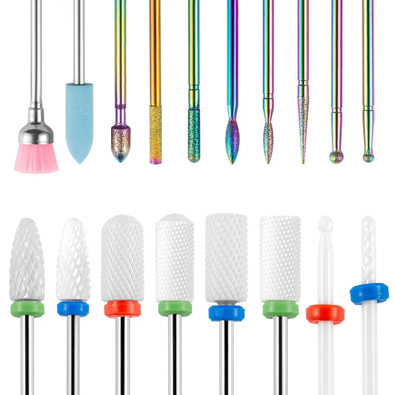 Nail Drill Bits Set for Acrylic Nails 3/32' Shank Universal Corn Shape Tungsten Carbide Nail Drill Bits