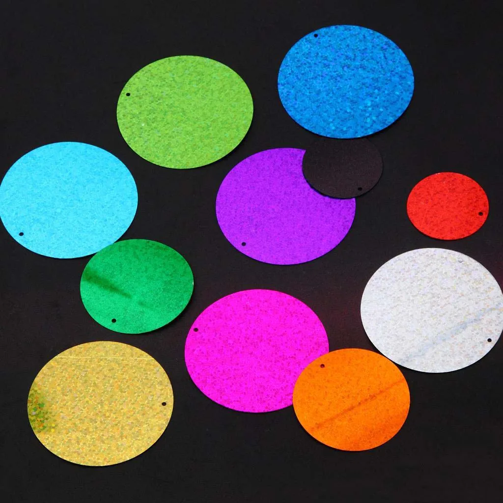 6mm to 30mm diy garment accessories party material round christmas sequins confetti glitter colorful pvc sequins with a hole