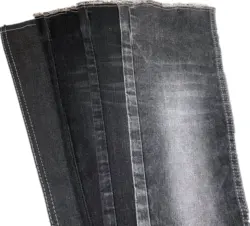 Manufacturer recommended high quality black 10.7oz TR stretch cotton slub denim fabric for jeans