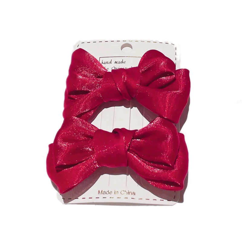 Amazon Selling Handmade Boutique hair clips grosgrain ribbon hairpin fabric Bows Clips For Girls