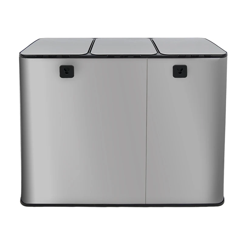 2 And 3 Compartments Recycling Bin 90L With Soft Closing Function Kitchen Stainless Steel Large Recycle Waste Bins Trash Can