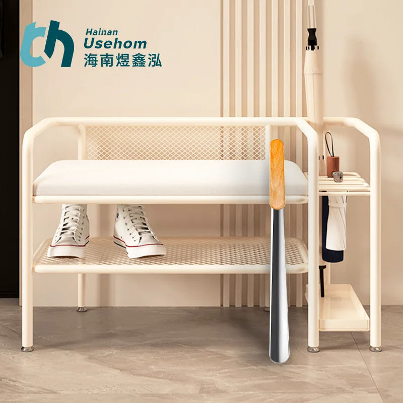 hot sales natural stainless steels durability 49.6 cm stiff home-use shoe horn for  easy to take off shoes