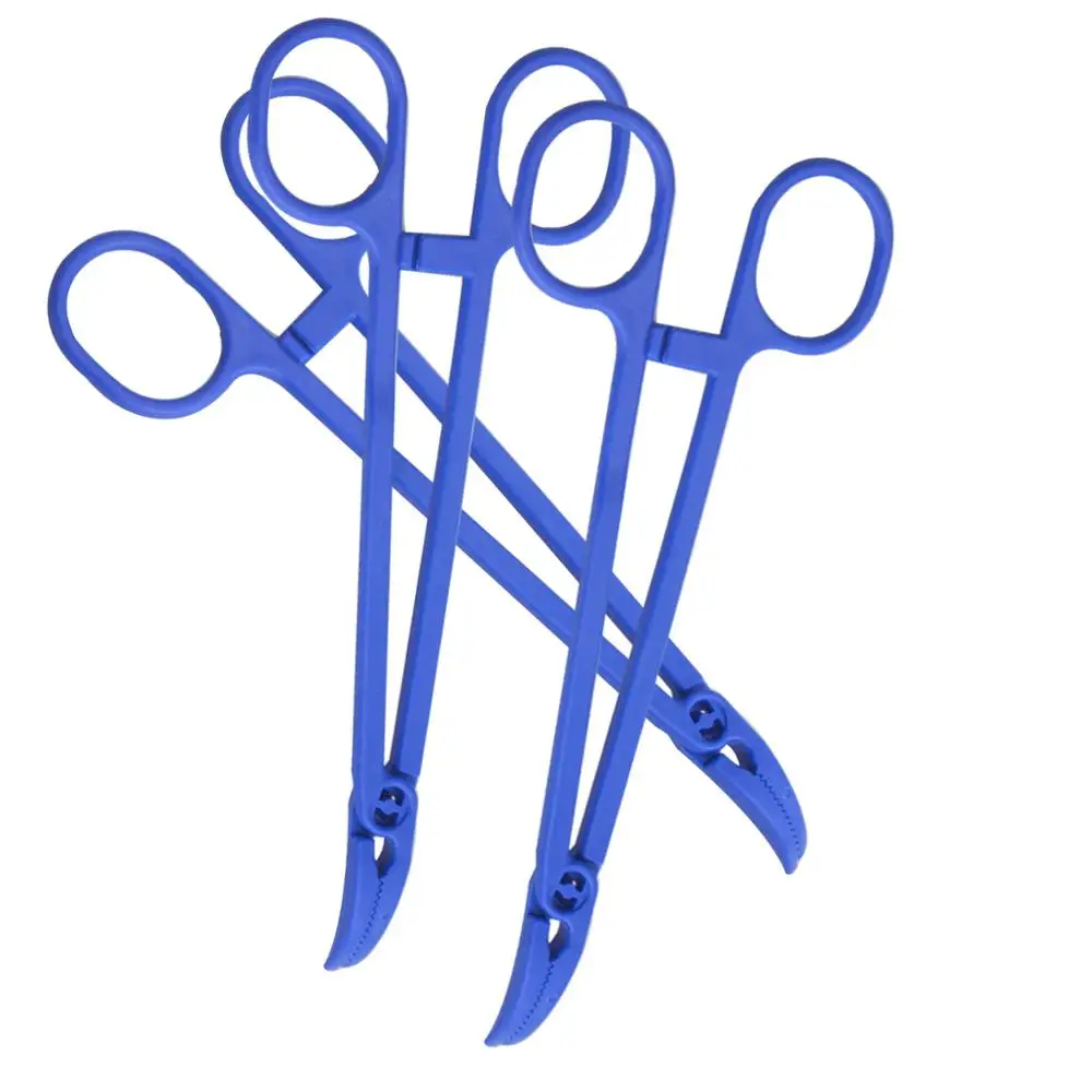 Medical Plastic Hemostat Forceps Long Curved Sharp Mouth Pliers Surgical Cotton ball Sponge Clamp
