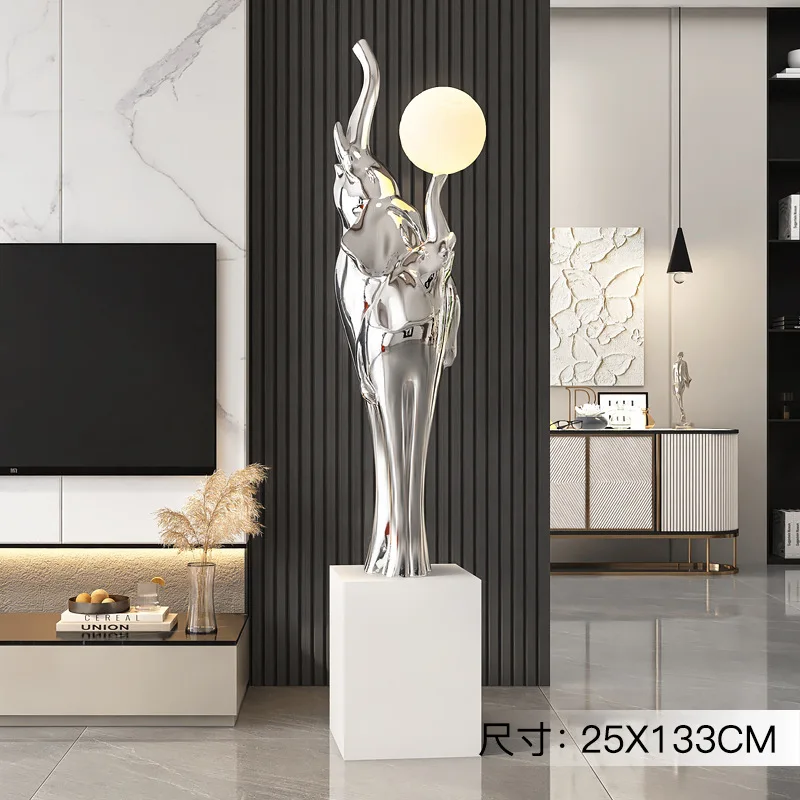 New Light Luxury Electroplating Like LED Large Floor Decoration Home Accessories Living Room Crafts Sculpture Housewarming Gifts