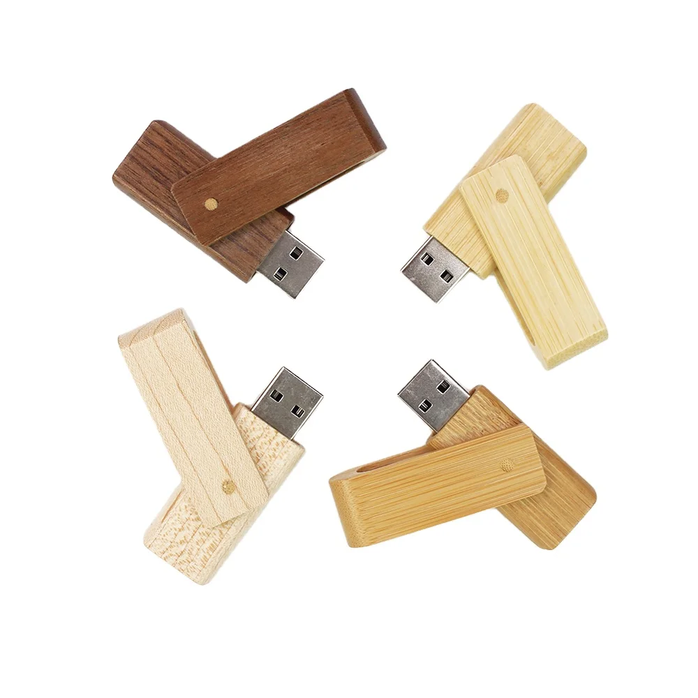 Hot Selling Swivel Wooden USB Memory Stick 4GB 8GB Custom Logo USB Flash Drive 2.0 16GB 32GB Pen Drive 32Gb High Speed Usb Wood