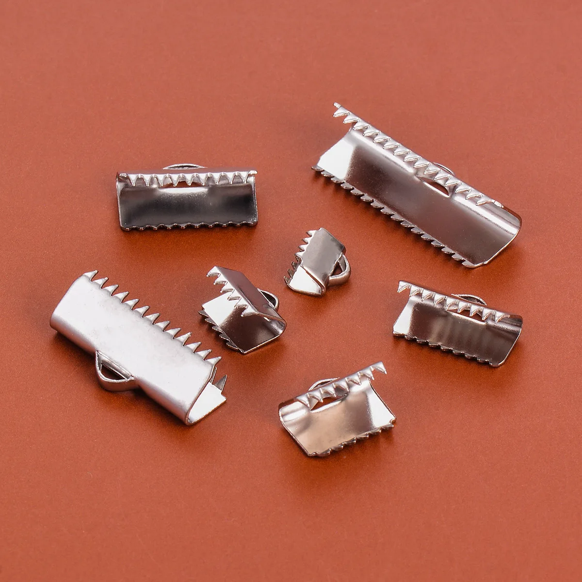 Stainless Steel Gold Color Crimp End Bead Buckle Tip Clasp DIY Rope Ribbon Leather Folding Pieces Jewelry Making Connector