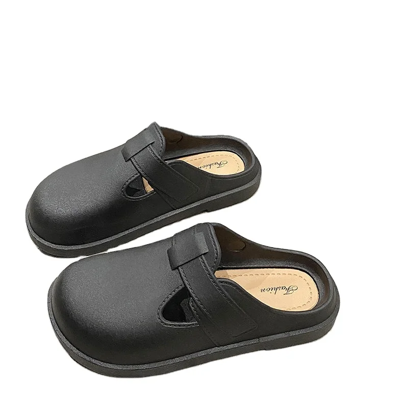 Faux Suede Flat Slippers Women Autumn Vintage Close Toe Mules Shoes Woman Soft Sole Cork Slides Outdoor Slippers Women Shoes