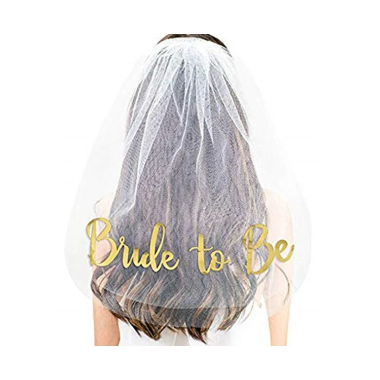 Bride to Be Veil Gold Writings Engagement Decoration Accessories Gift Bachelorette Party Bridal Shower