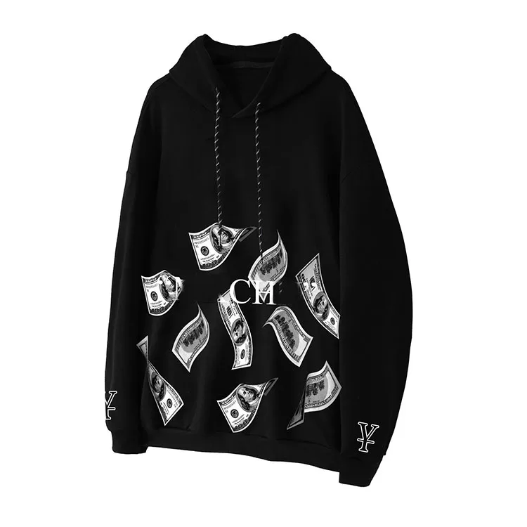Популярная уличная одежда свободного кроя в стиле хип-хоп с принтом на заказ, пуловер из 100% хлопка, толстовка унисекс, Свитшот