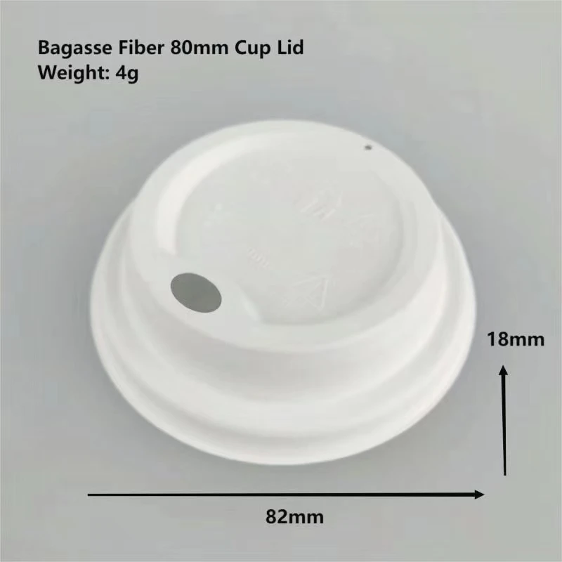 Hot Selling Disposable Compostable Bagasse Paper Pulp Lid Eco Friendly Takeaway Sugarane Molded Fiber Dome Cover Cup Lid
