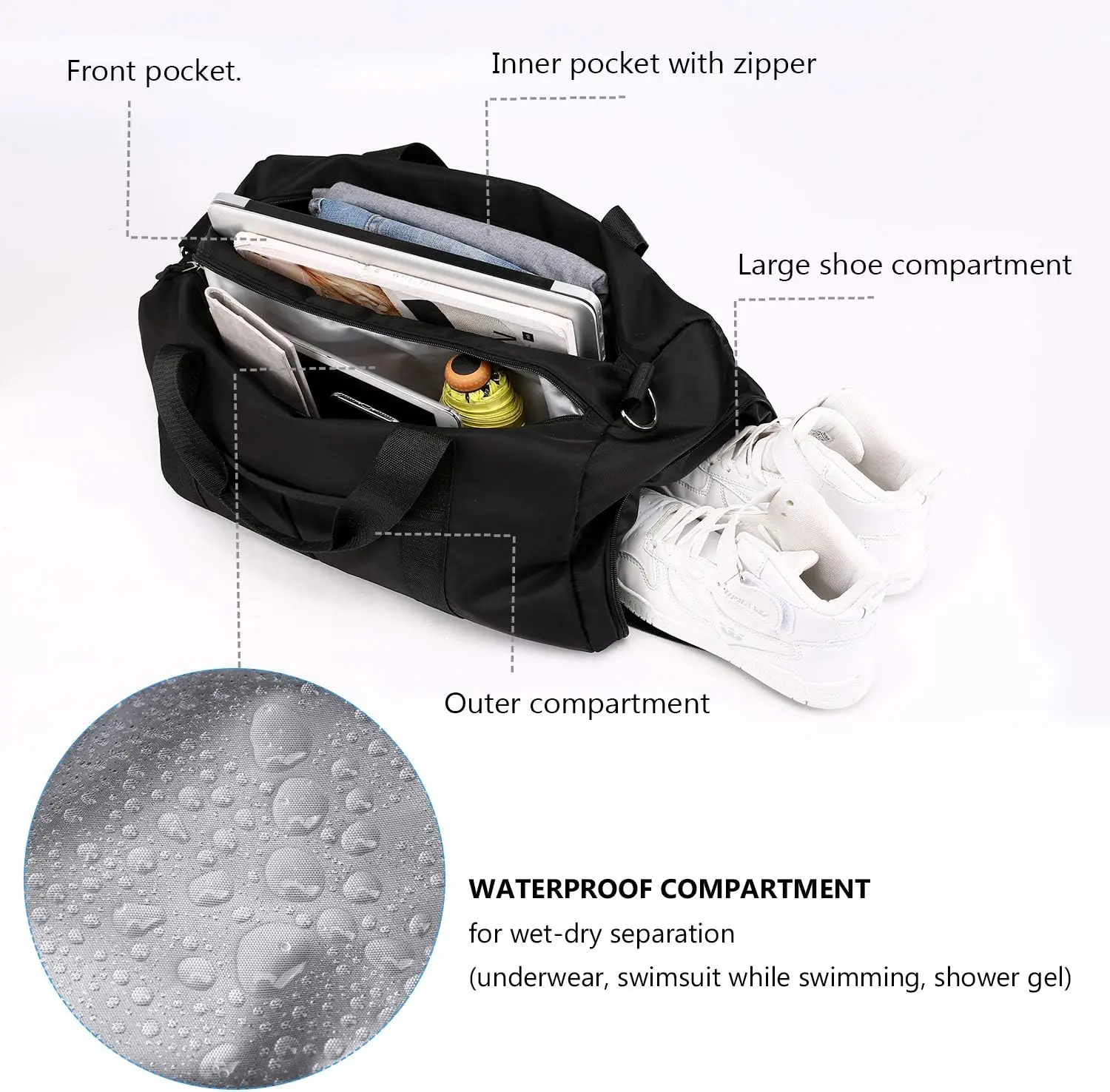 with shoe compartment duffle bag classification convenience saves space for travel