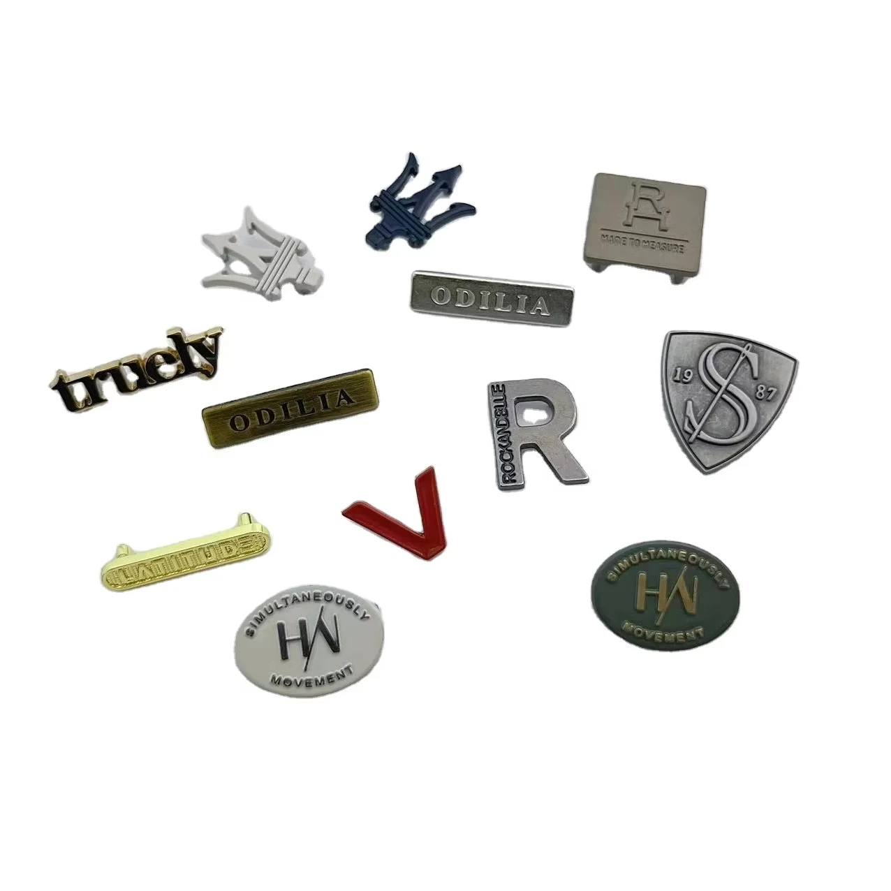 Custom Personalized Metallic Letter Brand Label Jewelry Logo Metal Tags for Clothes Customizable Garment Labels