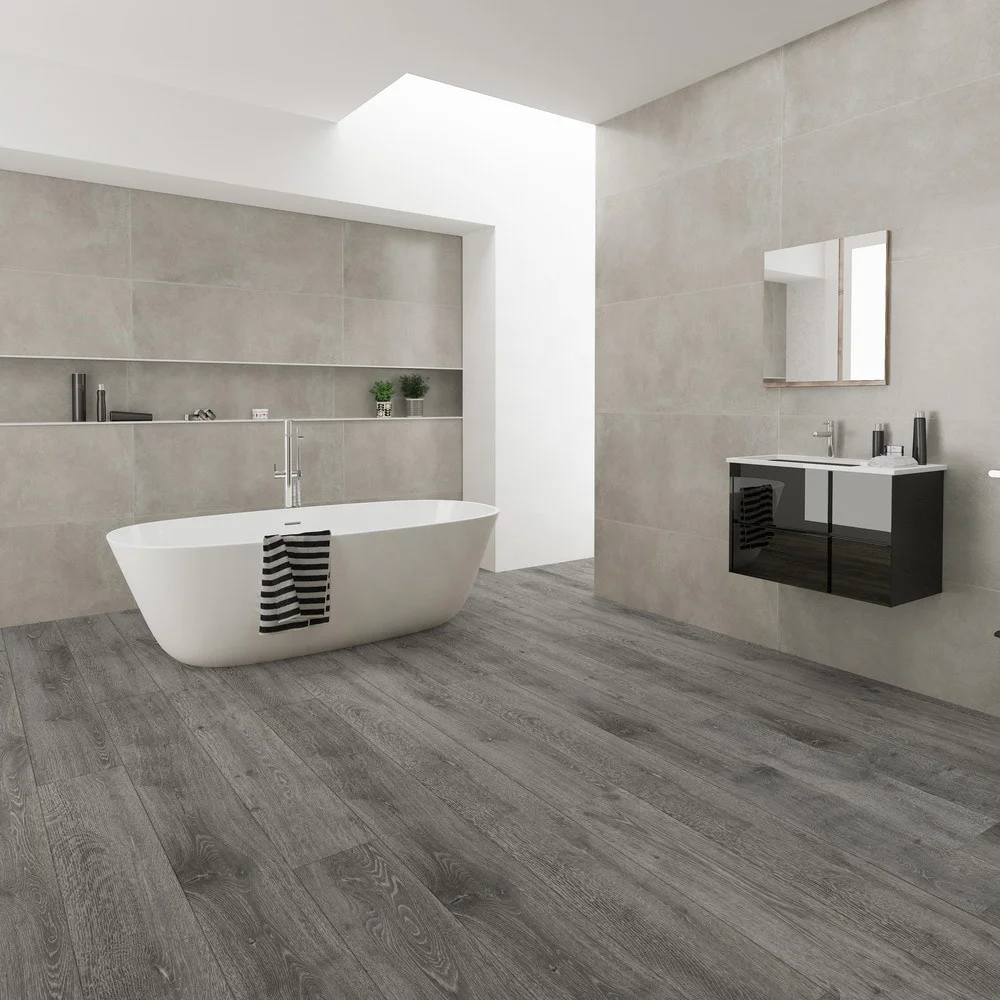 
UV coating grey wood design LVT click Eco pvc vinyl flooring 