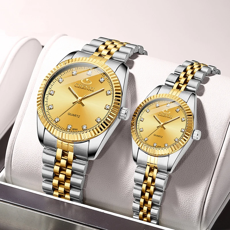 Hot Sale Lover Gift WatchWatch Luxury Business Stainless Steel Gold Watch Men and Women Classic Waterproof Couple
