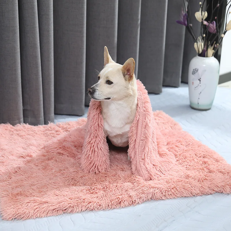 Wholesale manufacturer soft luxury plush dog blanket pink grey white pet blanket cat dog bed