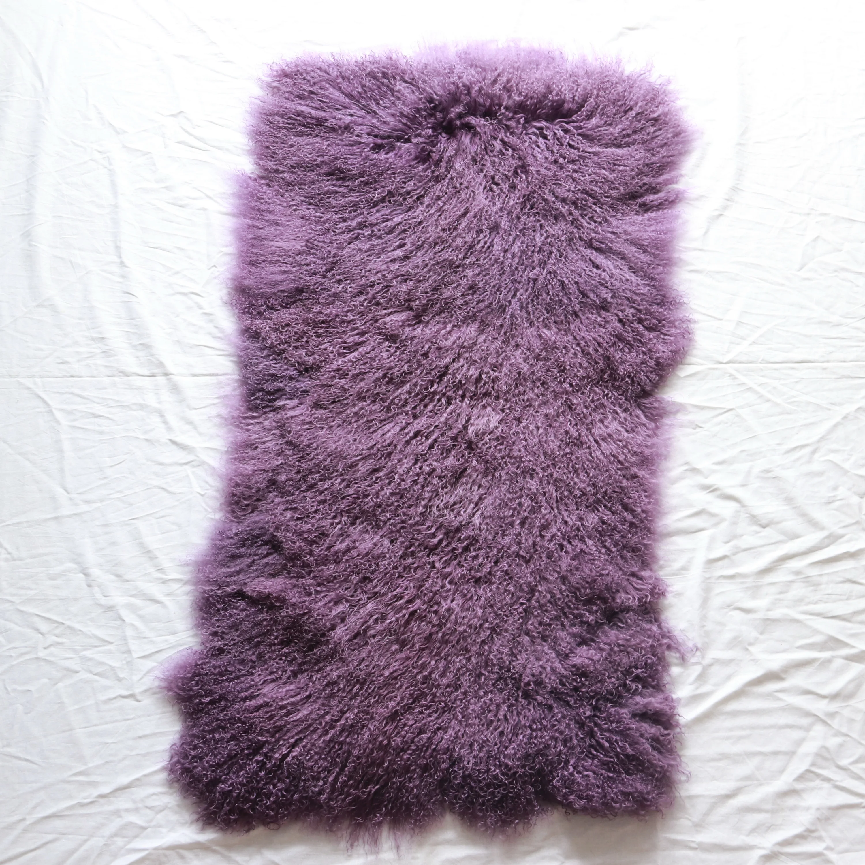 Curly sheep fur tibet leather plate Mongolian lamb fur throw rug