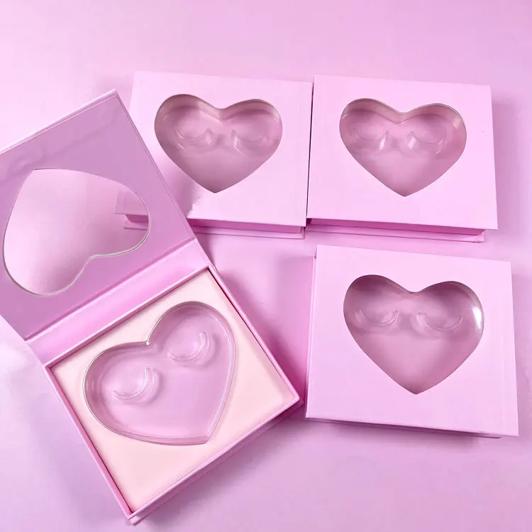 wholesale price new lash package box heart shape trays lash box custom lashbox packaging for 3d mink lahes wholesale