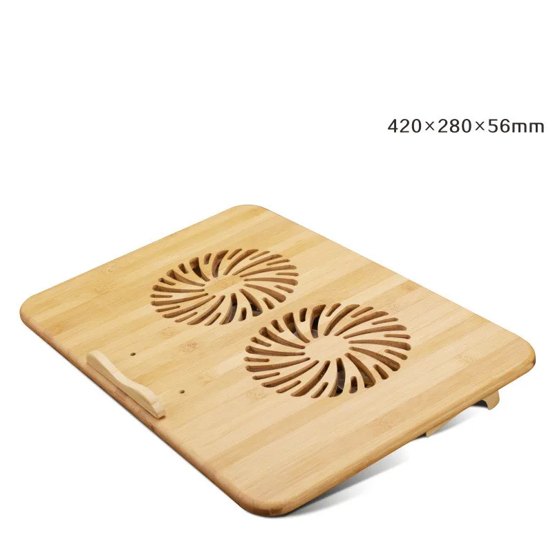Bamboo Laptop Cooling Pad Notebook Cooler Laptop Fan Cooling Stand Adjustable Height With 2 Quiet Fans