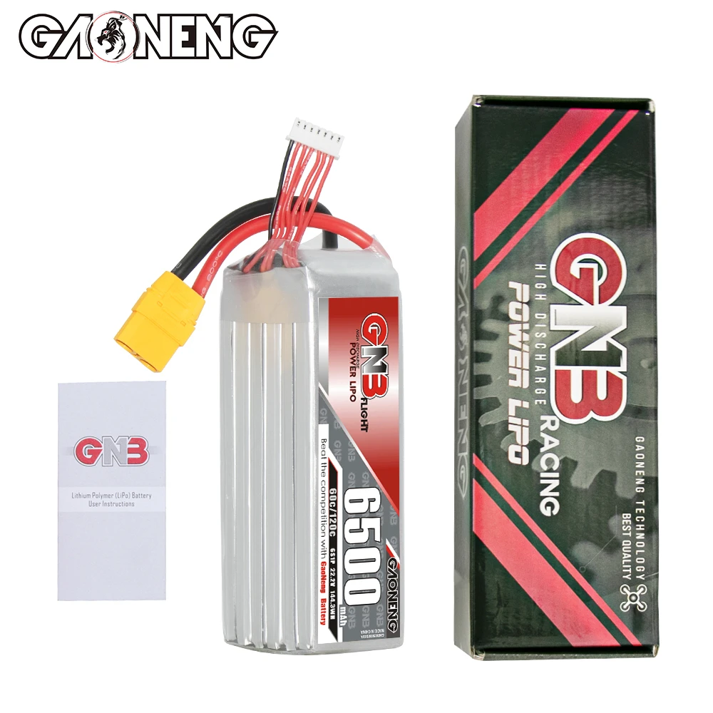 GNB GAONENG 6500mAh 6S 22.2V 60C 120C XT90 RC Air Drone LiPo battery High Discharge C rating Performance helicopter