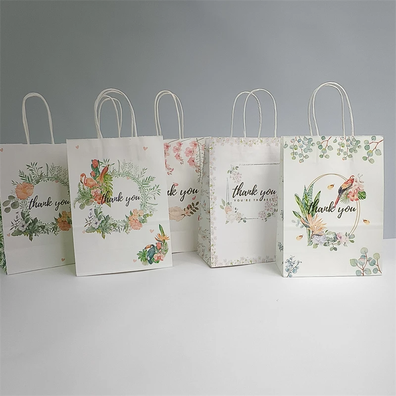 22*27*11cm Thank You Gift Bags Kraft Paper Candy Cookies Packing Bag Wedding Gift For Guest Birthday Wedding Party Decoration
